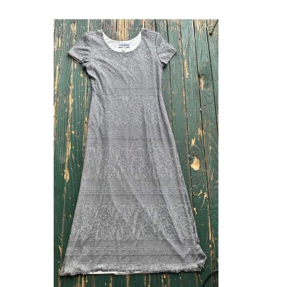 Grey lace maxi dress with sparkly cap sleeves